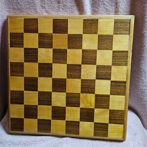 Vintage Handmade Wooden Chess and Checker Board Solid Construction